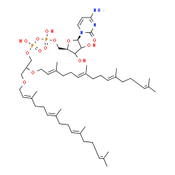 ChemSpider 2D Image | 4-Amino-1-{5-O-[{[(2,3-bis{[(2E,6E,10E)-3,7,11,15-tetramethyl-2,6,10,14-hexadecatetraen-1-yl]oxy}propoxy)(hydroxy)phosphoryl]oxy}(hydroxy)phosphoryl]-beta-D-glycero-pentofuranosyl}-2(1H)-pyrimidinone | C52H85N3O13P2