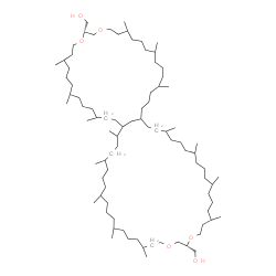 ChemSpider 2D Image | [(20R,56R)-4,8,12,16,25,29,33,37,40,44,48,52,61,65,69-Pentadecamethyl-19,22,55,58-tetraoxabicyclo[39.31.1]triheptacontane-20,56-diyl]dimethanol | C86H170O6