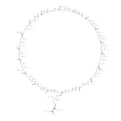 ChemSpider 2D Image | O-(Hydroxy{[38-(hydroxymethyl)-7,11,15,19,22,26,30,34,43,47,51,55,58,62,66,70-hexadecamethyl-1,4,37,40-tetraoxacyclodoheptacontan-2-yl]methoxy}phosphoryl)-L-serine | C89H178NO11P