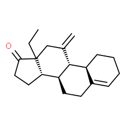 ChemSpider 2D Image | (8S,9S,10R,14S)-13-Ethyl-11-methylene-1,2,3,6,7,8,9,10,11,12,13,14,15,16-tetradecahydro-17H-cyclopenta[a]phenanthren-17-one | C20H28O