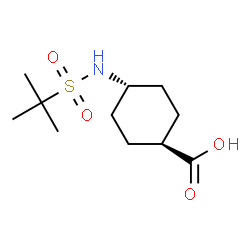 ChemSpider 2D Image | trans-4-{[(2-Methyl-2-propanyl)sulfonyl]amino}cyclohexanecarboxylic acid | C11H21NO4S