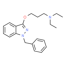 ChemSpider 2D Image | 3-((1-Benzyl-1H-indazol-3-yl)oxy)-N,N-diethylpropan-1-amine | C21H27N3O