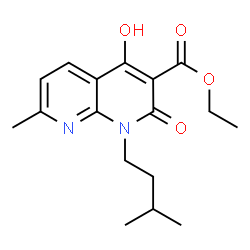 ChemSpider 2D Image | Ethyl 4-hydroxy-1-isopentyl-7-methyl-2-oxo-1,2-dihydro-1,8-naphthyridine-3-carboxylate | C17H22N2O4