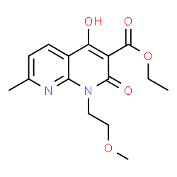 ChemSpider 2D Image | Ethyl 4-hydroxy-1-(2-methoxyethyl)-7-methyl-2-oxo-1,2-dihydro-1,8-naphthyridine-3-carboxylate | C15H18N2O5