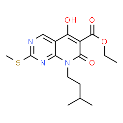 ChemSpider 2D Image | Ethyl 5-hydroxy-8-(3-methylbutyl)-2-(methylsulfanyl)-7-oxo-7,8-dihydropyrido[2,3-d]pyrimidine-6-carboxylate | C16H21N3O4S
