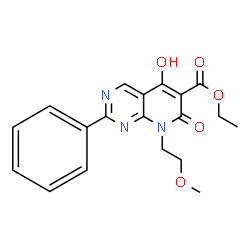 ChemSpider 2D Image | ethyl 5-hydroxy-8-(2-methoxyethyl)-7-oxo-2-phenyl-7H,8H-pyrido[2,3-d]pyrimidine-6-carboxylate | C19H19N3O5