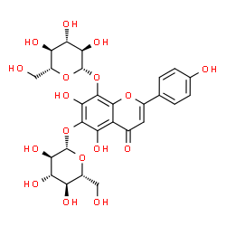 ChemSpider 2D Image | 6,8-Bis(Î²-D-glucopyranosyloxy)-5,7-dihydroxy-2-(4-hydroxyphenyl)-4H-1-benzopyran-4-one | C27H30O17