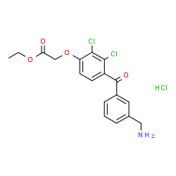 ChemSpider 2D Image | Ethyl {4-[3-(aminomethyl)benzoyl]-2,3-dichlorophenoxy}acetate hydrochloride (1:1) | C18H18Cl3NO4