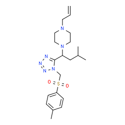 ChemSpider 2D Image | 1-Allyl-4-[3-methyl-1-(1-{[(4-methylphenyl)sulfonyl]methyl}-1H-tetrazol-5-yl)butyl]piperazine | C21H32N6O2S