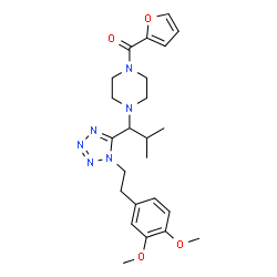 ChemSpider 2D Image | [4-(1-{1-[2-(3,4-Dimethoxyphenyl)ethyl]-1H-tetrazol-5-yl}-2-methylpropyl)-1-piperazinyl](2-furyl)methanone | C24H32N6O4