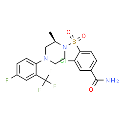 ChemSpider 2D Image | 3-Chloro-4-({(2R)-4-[4-fluoro-2-(trifluoromethyl)phenyl]-2-methyl-1-piperazinyl}sulfonyl)benzamide | C19H18ClF4N3O3S