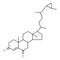 ChemSpider 2D Image | 10,13-Dimethyl-17-[5-(2-methylcyclopropyl)-2-hexanyl]-8,9,10,11,12,13,14,15,16,17-decahydro-1H-cyclopenta[a]phenanthrene-3,6(2H,7H)-dione | C29H44O2