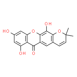 ChemSpider 2D Image | 7,9,12-Trihydroxy-2,2-dimethyl-2H,6H-pyrano[3,2-b]xanthen-6-one | C18H14O6