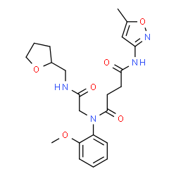ChemSpider 2D Image | N-(2-Methoxyphenyl)-N'-(5-methyl-1,2-oxazol-3-yl)-N-{2-oxo-2-[(tetrahydro-2-furanylmethyl)amino]ethyl}succinamide | C22H28N4O6