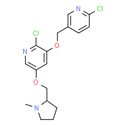 ChemSpider 2D Image | 2-Chloro-3-[(6-chloro-3-pyridinyl)methoxy]-5-[(1-methyl-2-pyrrolidinyl)methoxy]pyridine | C17H19Cl2N3O2