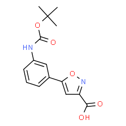 ChemSpider 2D Image | 5-(3-((tert-Butoxycarbonyl)amino)phenyl)isoxazole-3-carboxylic acid | C15H16N2O5