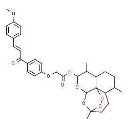 ChemSpider 2D Image | 1,5,9-Trimethyl-11,14,15,16-tetraoxatetracyclo[10.3.1.0~4,13~.0~8,13~]hexadec-10-yl {4-[(2E)-3-(4-methoxyphenyl)-2-propenoyl]phenoxy}acetate | C33H38O9