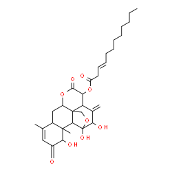 ChemSpider 2D Image | 1,11,12-Trihydroxy-2,16-dioxo-11,20-epoxypicrasa-3,13(21)-dien-15-yl (3E)-3-dodecenoate | C32H44O9