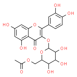 ChemSpider 2D Image | 2-(3,4-Dihydroxyphenyl)-5,7-dihydroxy-4-oxo-4H-chromen-3-yl 6-O-acetylhexopyranoside | C23H22O13