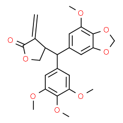 ChemSpider 2D Image | 4-[(7-Methoxy-1,3-benzodioxol-5-yl)(3,4,5-trimethoxyphenyl)methyl]-3-methylenedihydro-2(3H)-furanone | C23H24O8