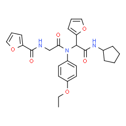 ChemSpider 2D Image | N-(2-{[2-(Cyclopentylamino)-1-(2-furyl)-2-oxoethyl](4-ethoxyphenyl)amino}-2-oxoethyl)-2-furamide | C26H29N3O6