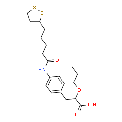 ChemSpider 2D Image | 3-(4-{[5-(1,2-Dithiolan-3-yl)pentanoyl]amino}phenyl)-2-propoxypropanoic acid | C20H29NO4S2