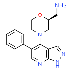 ChemSpider 2D Image | 1-[(2S)-4-(5-Phenyl-1H-pyrazolo[3,4-b]pyridin-4-yl)-2-morpholinyl]methanamine | C17H19N5O