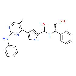 ChemSpider 2D Image | 4-(2-Anilino-5-methyl-4-pyrimidinyl)-N-[(1S)-2-hydroxy-1-phenylethyl]-1H-pyrrole-2-carboxamide | C24H23N5O2
