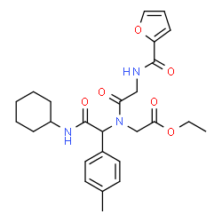 ChemSpider 2D Image | Ethyl N-(2-furoyl)glycyl-N-[2-(cyclohexylamino)-1-(4-methylphenyl)-2-oxoethyl]glycinate | C26H33N3O6