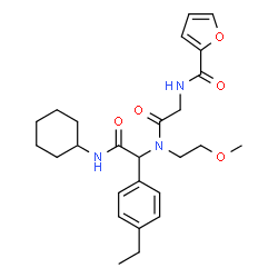 ChemSpider 2D Image | N-(2-{[2-(Cyclohexylamino)-1-(4-ethylphenyl)-2-oxoethyl](2-methoxyethyl)amino}-2-oxoethyl)-2-furamide | C26H35N3O5