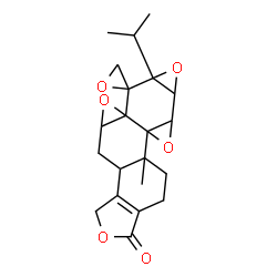 ChemSpider 2D Image | 6a'-Isopropyl-8b'-methyl-3b',4',4a',7a',7b',8b',9',10'-octahydro-6a'H-spiro[oxirane-2,6'-trisoxireno[6,7:8a,9:4b,5]phenanthro[1,2-c]furan]-1'(3'H)-one | C21H24O6