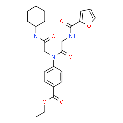 ChemSpider 2D Image | N-(2-Furoyl)glycyl-N-cyclohexyl-N~2~-[4-(ethoxycarbonyl)phenyl]glycinamide | C24H29N3O6