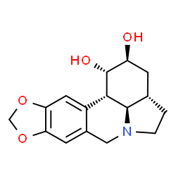 ChemSpider 2D Image | (1S,2S,3aS,12bS,12cR)-2,3,3a,4,5,7,12b,12c-Octahydro-1H-[1,3]dioxolo[4,5-j]pyrrolo[3,2,1-de]phenanthridine-1,2-diol | C16H19NO4