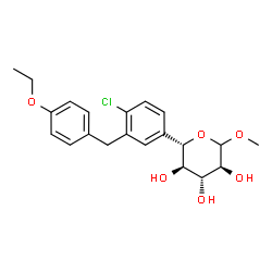 ChemSpider 2D Image | Methyl (5S)-5-[4-chloro-3-(4-ethoxybenzyl)phenyl]-L-xylopyranoside | C21H25ClO6