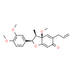 ChemSpider 2D Image | (2R,3R,3aR)-5-Allyl-2-(3,4-dimethoxyphenyl)-3a-methoxy-3-methyl-3,3a-dihydro-1-benzofuran-6(2H)-one | C21H24O5