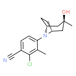 ChemSpider 2D Image | 2-Chloro-4-[(1R,5R)-3-hydroxy-3-methyl-8-azabicyclo[3.2.1]oct-8-yl]-3-methylbenzonitrile | C16H19ClN2O