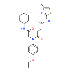 ChemSpider 2D Image | N-[2-(Cyclohexylamino)-2-oxoethyl]-N-(4-ethoxyphenyl)-N'-(4-methyl-1,3-thiazol-2-yl)succinamide | C24H32N4O4S