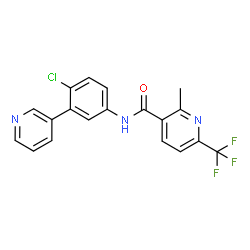 ChemSpider 2D Image | N-[4-Chloro-3-(3-pyridinyl)phenyl]-2-methyl-6-(trifluoromethyl)nicotinamide | C19H13ClF3N3O