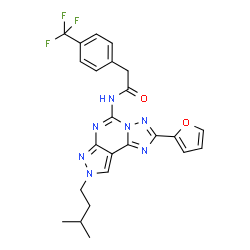 ChemSpider 2D Image | N-[2-(2-Furyl)-8-(3-methylbutyl)-8H-pyrazolo[4,3-e][1,2,4]triazolo[1,5-c]pyrimidin-5-yl]-2-[4-(trifluoromethyl)phenyl]acetamide | C24H22F3N7O2