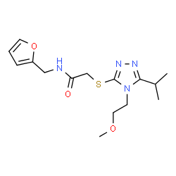 ChemSpider 2D Image | N-(2-Furylmethyl)-2-{[5-isopropyl-4-(2-methoxyethyl)-4H-1,2,4-triazol-3-yl]sulfanyl}acetamide | C15H22N4O3S