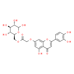 ChemSpider 2D Image | 6-O-({[2-(3,4-Dihydroxyphenyl)-5-hydroxy-4-oxo-4H-chromen-7-yl]oxy}acetyl)-L-glucopyranose | C23H22O13