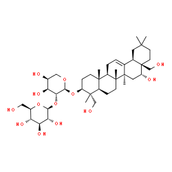 ChemSpider 2D Image | (3beta,16alpha,18alpha)-16,23,28-Trihydroxyolean-12-en-3-yl 2-O-beta-D-glucopyranosyl-alpha-L-arabinopyranoside | C41H68O13