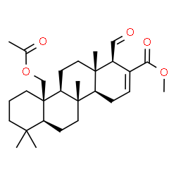 ChemSpider 2D Image | Methyl (1R,4aS,4bS,6aS,10aR,10bS,12aS)-10a-(acetoxymethyl)-1-formyl-4b,7,7,12a-tetramethyl-1,4,4a,4b,5,6,6a,7,8,9,10,10a,10b,11,12,12a-hexadecahydro-2-chrysenecarboxylate | C28H42O5