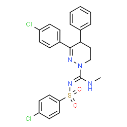 ChemSpider 2D Image | 3-(4-Chlorophenyl)-N-[(4-chlorophenyl)sulfonyl]-N'-methyl-4-phenyl-5,6-dihydro-1(4H)-pyridazinecarboximidamide | C24H22Cl2N4O2S