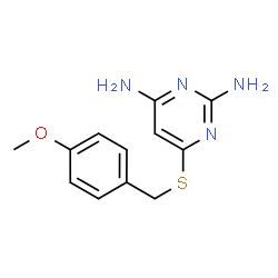 ChemSpider 2D Image | 6-[(4-Methoxybenzyl)sulfanyl]-2,4-pyrimidinediamine | C12H14N4OS