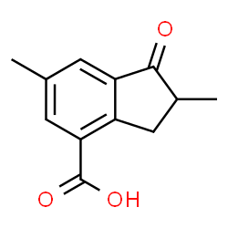 ChemSpider 2D Image | 2,6-Dimethyl-1-oxo-4-indanecarboxylic acid | C12H12O3
