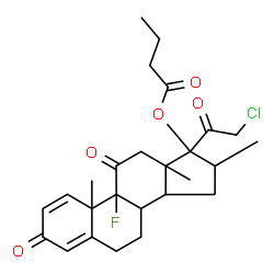 ChemSpider 2D Image | 21-Chloro-9-fluoro-16-methyl-3,11,20-trioxopregna-1,4-dien-17-yl butyrate | C26H32ClFO5