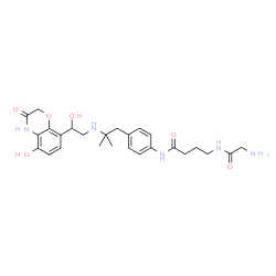ChemSpider 2D Image | 4-(Glycylamino)-N-[4-(2-{[2-hydroxy-2-(5-hydroxy-3-oxo-3,4-dihydro-2H-1,4-benzoxazin-8-yl)ethyl]amino}-2-methylpropyl)phenyl]butanamide | C26H35N5O6