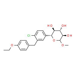 ChemSpider 2D Image | Methyl (5R)-5-[4-chloro-3-(4-ethoxybenzyl)phenyl]-D-xylopyranoside | C21H25ClO6