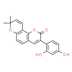 ChemSpider 2D Image | 3-(2,4-Dihydroxyphenyl)-8,8-dimethyl-2H,8H-pyrano[2,3-f]chromen-2-one | C20H16O5